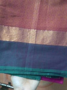 Coral With Rose Saree &amp; Blouse Cloth