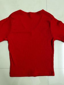V-neck Red Top