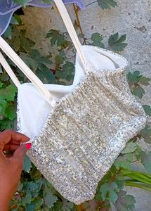Sequin Embellished Cropped Top