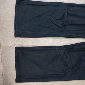 Ripped Wide Leg Black Jeans