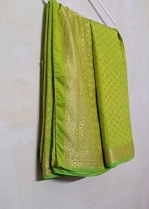 Lime Green Banarasi Silk Saree