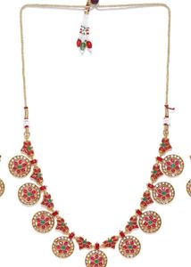 Red And Green Gold Plated Choker