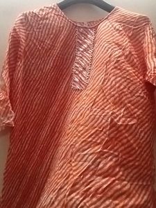 Striped Orange Kurti Top