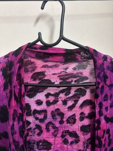 Bold Purple Leopard Print Duster Cardigan – Sheer