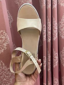 Stylish Beige Chunky Platform Block Heels