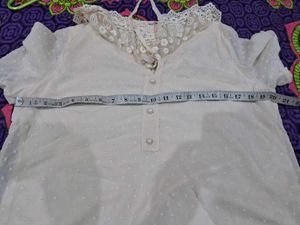 Lace Collar Blouse &amp; Green Skirt