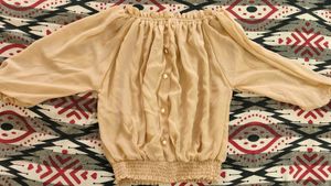 Ethereal Beige Off-Shoulder Blouse