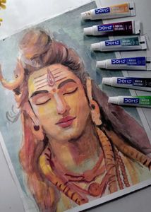 Watercolor Shiva Painting