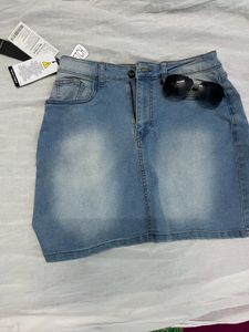 Patchy Blue jeans Skirt