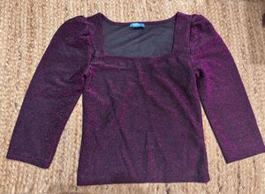 Sparkly Purple Puff Sleeve Top