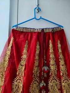 Red And Golden Lehenga With Choli