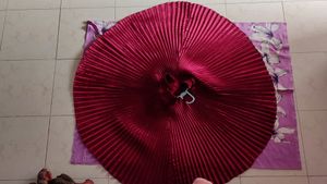 Pleated Metalic Cherry Red Skirt