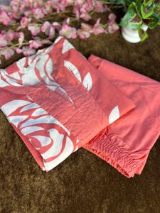 Peach Pure Cotton Coord Set