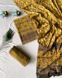 Green Printed Cotton Suit