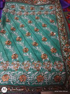 🔥 Green Net Saree 🔥