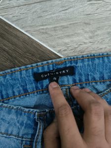 Blue Washed Flared Jeans