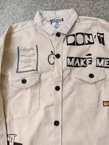 Graphic Print Button-Up Shirt