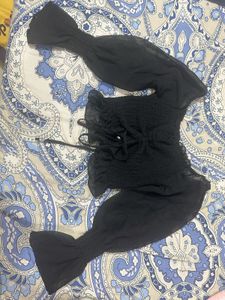 Black Sheer Sleeve Top