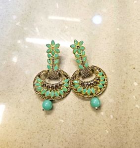 Mint &amp; Gold Statement Earrings