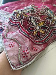 netted heavy handwork partywear saree(all work)