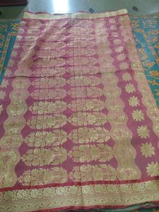 Teal &amp; Pink Sari with Gold Accents