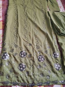 Green Embroidered  Afghani Kurta Set