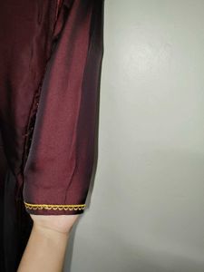 Golden Dark Maroon Embroidered Gown.