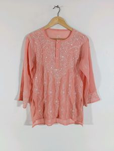 Peach Embroidered Casual Top ( Women)