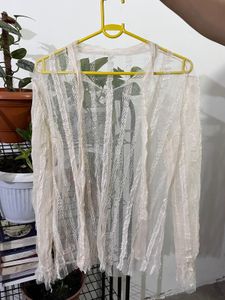 Sheer Ivory Tie Top