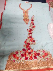 Designer Light Blue Salwar Suit material