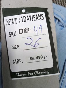 D@49 Size-26 (Sale) Latest Ladies high waist Jeans