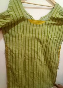 Green Striped South Cotton Kurti