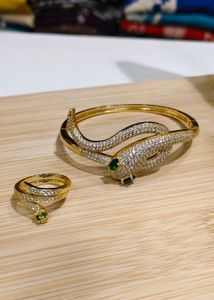 Vintage snake Bracelet ,Ring Combo 18k gold fill