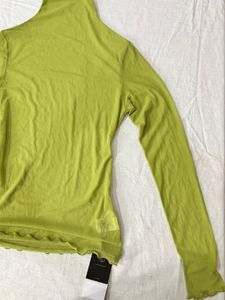 Chartreuse Sheer Long Sleeve Top