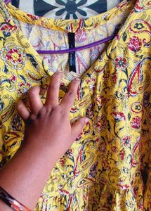 Yellow Kurti With Red Dupatta