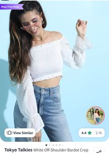 White Off-Shoulder Crop Top
