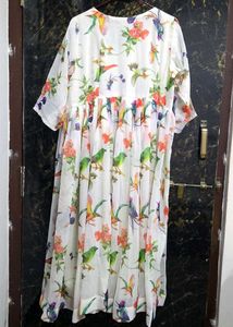 Bird and Floral Print Dress