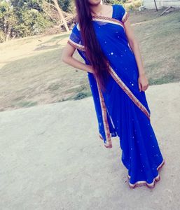 Navy blue embroidered saree