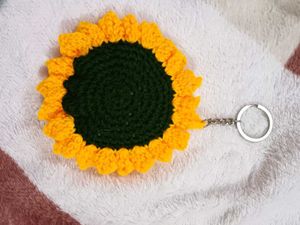 Handmade Crochet Keychain Sunflower