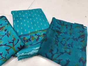 crepe synthetic Dress Material with Leaf Print