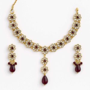 Elegant Gold & Ruby Necklace Set