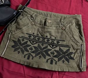 Olive Green Mini Skirt