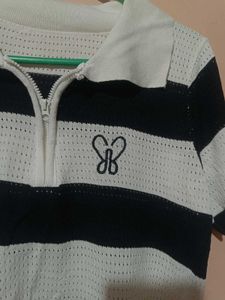 Polo Striped Crop Top