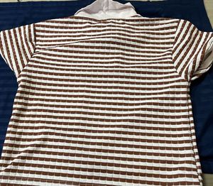 Brown &amp; White Striped Polo
