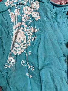 Kaira kurti - Turquoise Floral
