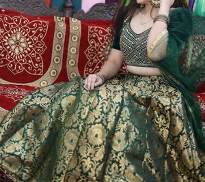 Banarsi Lehenga With Velvet Mirror Work Blouse
