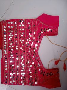 Mirror Work Blouse Pink Colour