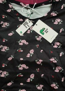 Black Floral Print Crop Top