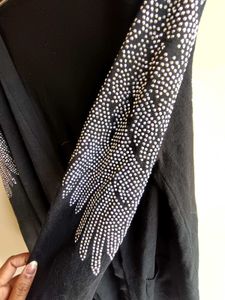 Black Long Sleeve Cardigan Stracheble-42 to 44