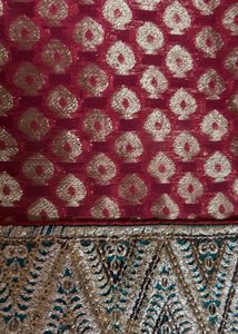 Maroon Netted And Banarasi Saree